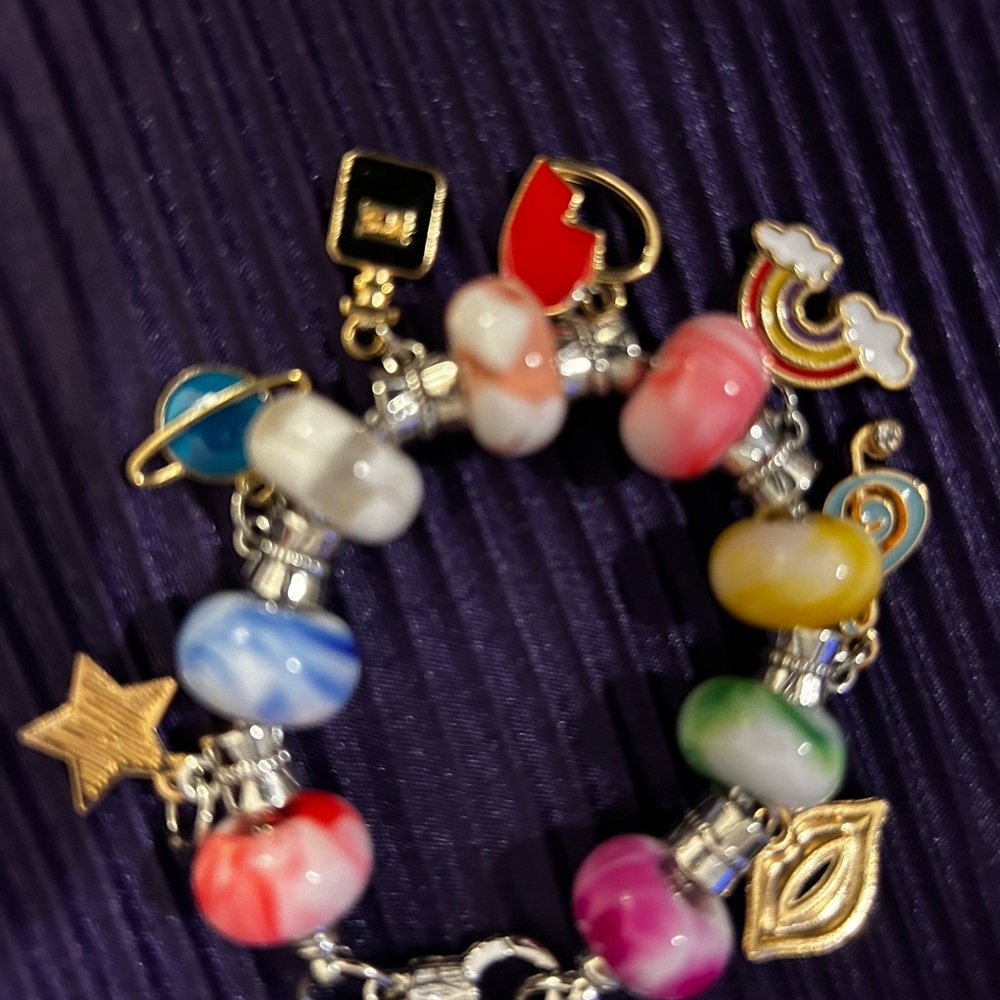 Colorful Charm Bracelet with Gold Accents